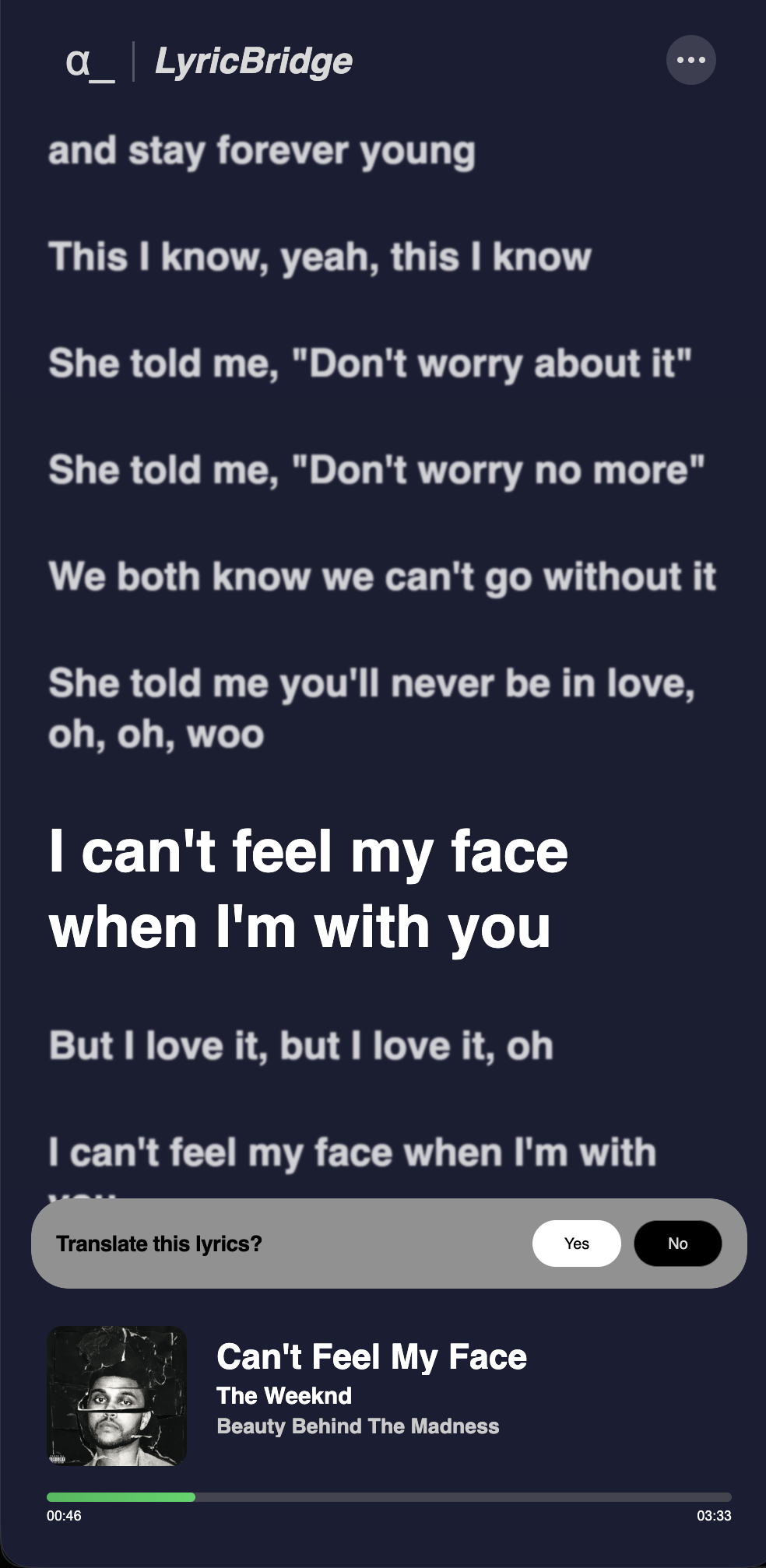 Lyrics feature